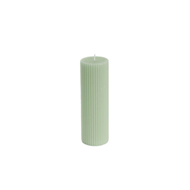 Roman Fluted Pillar Candle Pale Sage (5x15cmH)