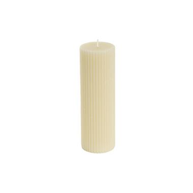 Pillar Candles - Roman Fluted Pillar Candle Off White (5x20cmH)