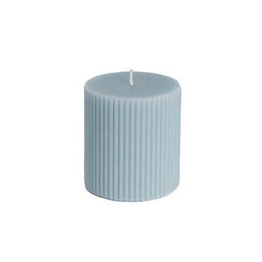 Roman Fluted Pillar Candle French Blue (7x10cmH)