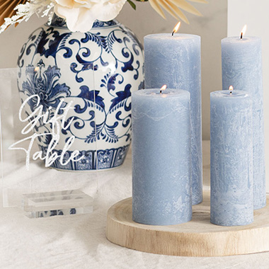 Pillar Candles - Fleur Pillar Candle French Blue (7x15cmH)