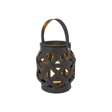 Candle Lanterns - Artificial Ratten Lantern With LED Candle Black(13Dx16cmH)
