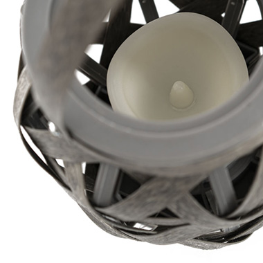 Artificial Ratten Lantern With LED Candle Grey(13Dx16cmH)