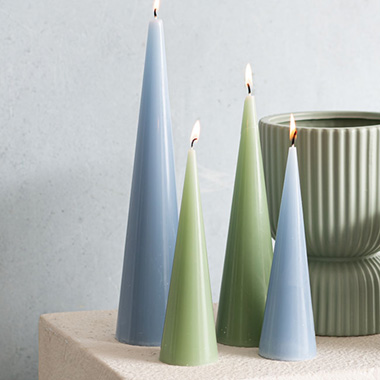 Novelty Shape Candles - Fleur Cone Candle Eucalyptus Green (5.5x20cmH)