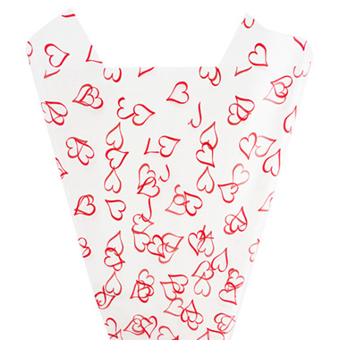 Valentines Cello - Cello Clear Hearts 40mic Red Pack 100 (50x70cm)