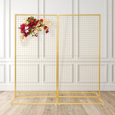 Wedding Backdrop Frames - Square Backdrop Standing Frame with Mesh Gold (2mx2mH)