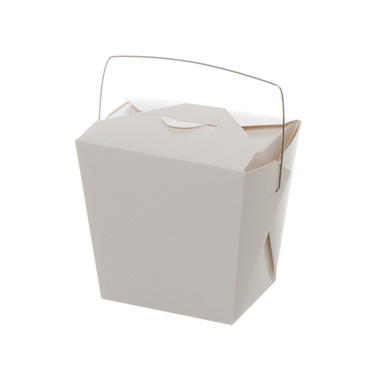 Patisserie & Cake Boxes - Food Pail Wire Handle 900gm Takeaway White (89x69x110mmH)