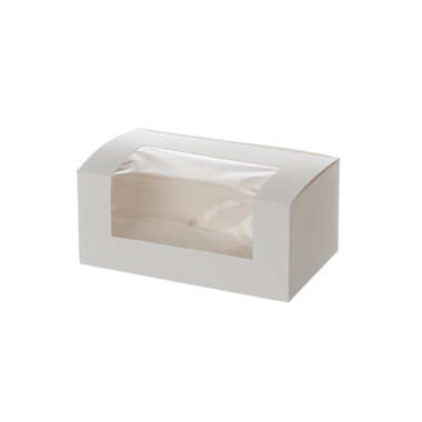 Patisserie & Cake Boxes - Patisserie Window Box Double Cupcakes White (180x110x80mmH)