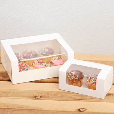 Patisserie Window Box 6 Cupcakes White (255x200x100mmH)