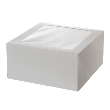 Patisserie & Cake Boxes - Patisserie Square Window Box 9 White (230x230x75mmH)