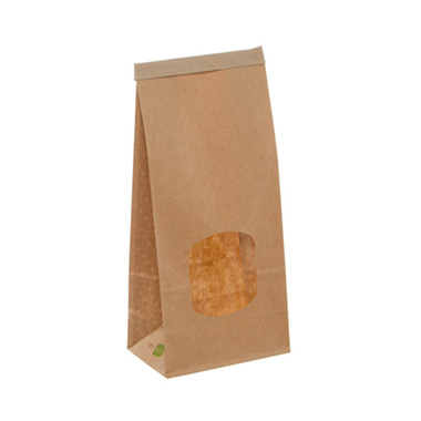 Lolly Bags - Tin Tie Window Bag Medium Natural Kraft (115x72x246mmH)