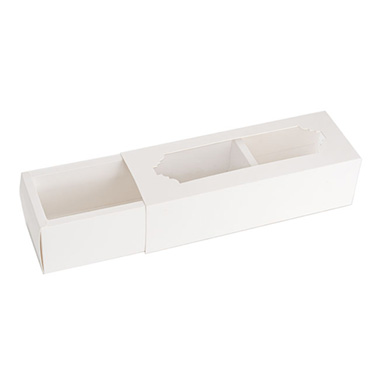 Macaron Sliding Window Box 6 White Pack 10 (185x65x50Hmm)