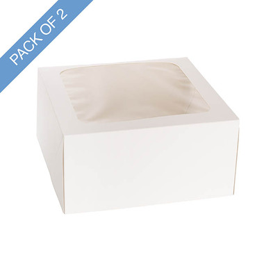 Cake & Pastry Boxes - Cake Pastry Window Box 12 Square White Pk2 (30x30x15cmH)