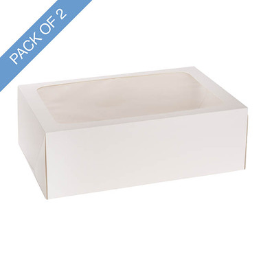 Cake & Pastry Boxes - Cake Pastry Window Box Rectangle White Pk2 (45.5x30.5x15cmH)