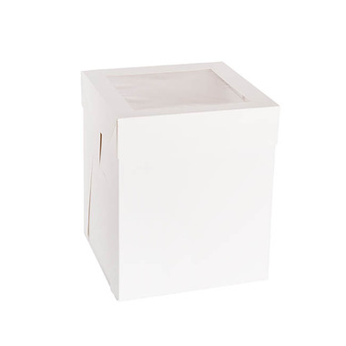 Cake & Pastry Boxes - Cake Pastry Window Box Tall 10 Square White (25x25x30cmH)