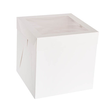 Cake & Pastry Boxes - Cake Pastry Window Box Tall 12 Square White(30x30x30cmH)