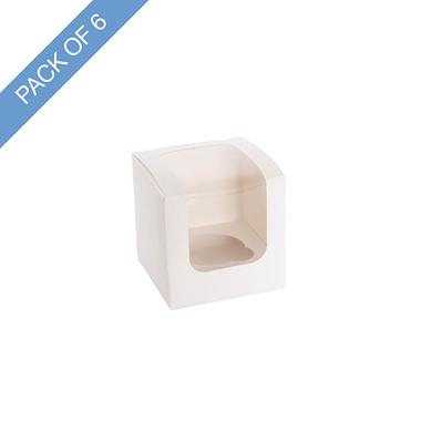Pastry Cupcake Donut Cookie Boxes - Cupcake Single Pastry Window Box White Pack 6 (10x10x10cmH)