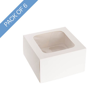 Pastry Cupcake Donut Cookie Boxes - Cupcake 4 Pastry Window Box White Pack 6 (18x18x10cmH)