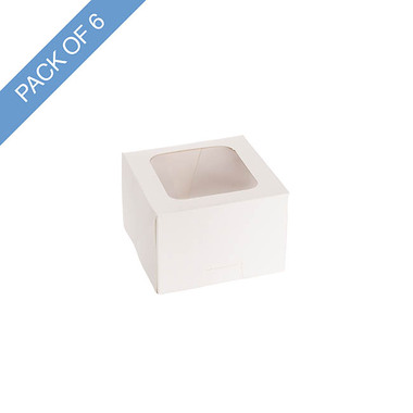 Pastry Cupcake Donut Cookie Boxes - Donut Cookie Single Window Box White Pack 6 (10x10x7cmH)