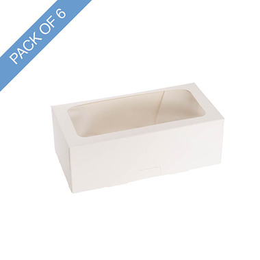 Pastry Cupcake Donut Cookie Boxes - Donut Cookie Double Window Box White Pack 6 (20x10x7cmH)