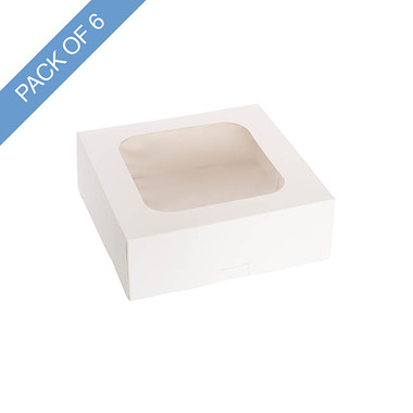 Pastry Cupcake Donut Cookie Boxes - Donut Cookie 4 Window Box White Pack 6 (20x20x7cmH)