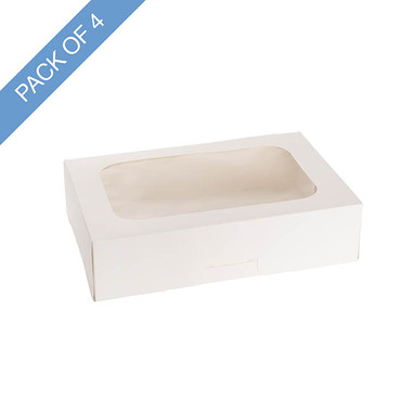 Pastry Cupcake Donut Cookie Boxes - Donut Cookie Half Dozen Window Box White Pk4 (28x18.5x7cmH)