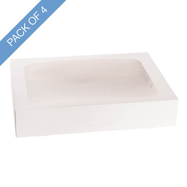 Pastry Cupcake Donut Cookie Boxes - Donut Cookie Dozen Window Box White Pack 4 (36x26x7cmH)