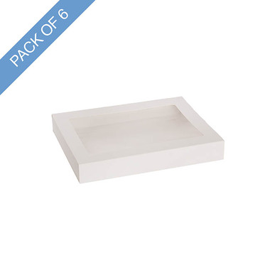Pastry Dessert Pie Boxes - Pastry Slice Dessert Window Box Long White Pk6 (20x15x3cmH)