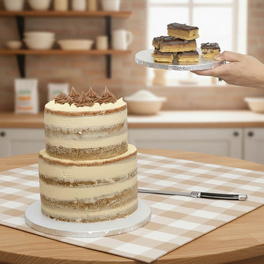 Cake Boards - Cake Board Wrapped Card 10 Round Silver Pack 2 (25x1.2cmH)