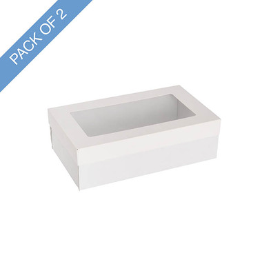 Catering Boxes - Catering Grazing Window Box & Lid White Pack 2 (26x16x8cmH)