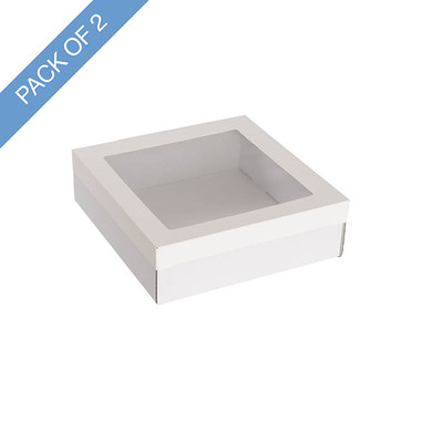 Catering Boxes - Catering Grazing Window Box & Lid White Pack 2 (25x25x8cmH)
