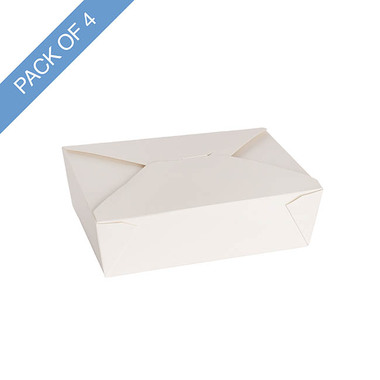 Noodle Takeaway Boxes - Food Takeaway Box XL White Pack 4 (21.5x16x6.5HcmH)