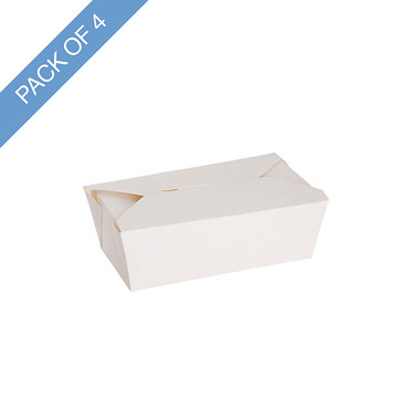 Noodle Takeaway Boxes - Food Takeaway Box Medium White Pack 4 (18x11x6HcmH)