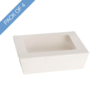 Catering Boxes - Food Takeaway Window Box XL White Pack 4 (22.5x16x6.5HcmH)
