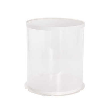 Cake & Pastry Boxes - Display Cake Teddy Flower PET Box Round Lge White (30x35Hcm)