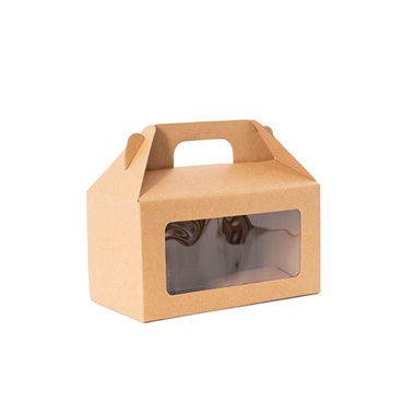 Gable Box With Window Flat Pack Lge Kraft Brown (24x13x13cm)