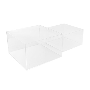 Hamper & Gift Baskets - Acrylic Hamper and Gift Box Square Clear Set 2 (25x15Hcm)