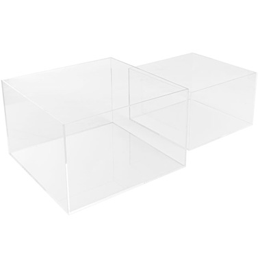 Hamper & Gift Baskets - Acrylic Hamper and Gift Box Square Clear Set 2 (30x18Hcm)