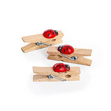 Wooden Peg with Ladybug Red (25mm) Pack 50