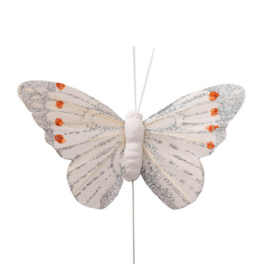 Pick Butterfly 10cm White Pack 12