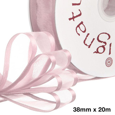 Organza Ribbons - Ribbon Organdy Satin Edge Baby Pink (38mmx20m)