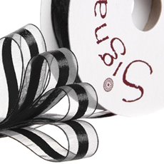 Organza Ribbons - Ribbon Organdina Satin Stripes Black (15mmx20m)