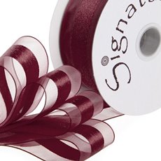 Organza Ribbons - Ribbon Organdina Satin Stripes Burgundy (38mmx20m)