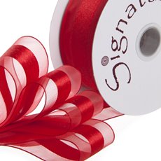Organza Ribbons - Ribbon Organdina Satin Stripes Red (38mmx20m)