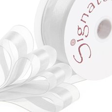Organza Ribbons - Ribbon Organdina Satin Stripes White (38mmx20m)