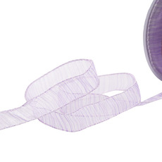 Organza Ribbons - Ribbon Organza Wire Edge Striped Lilac (25mmx20m)