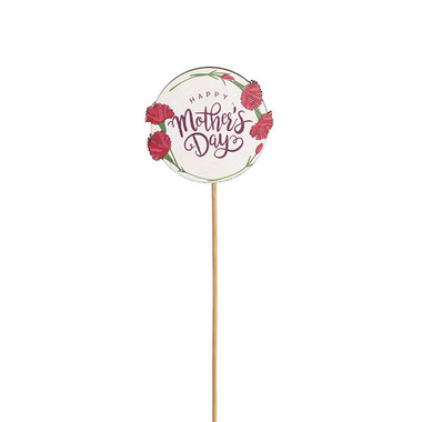 Wooden Picks - Wooden Happy Mothers Day Floral Picks Pack 12 White (32cmH)