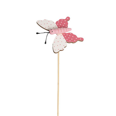 Wooden Picks - Wooden Butterfly Spring Picks Pack 12 Pink (32cmH)