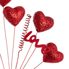 Love Heart Pick x 5 Heads Red (45cmH)