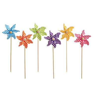 Windmill & Novelty Decorations - Windmill Pick Checks Pack 12 (9x28cmH) Assorted Colours