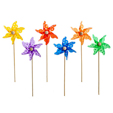 Windmill & Novelty Decorations - Windmill Pick Dots Pack 12 (9x28cmH) Assorted Colours